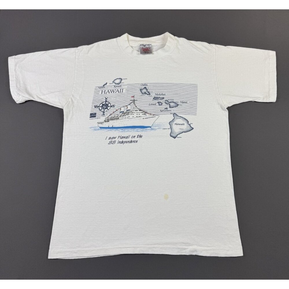 Rare Vintage 80s 90s Hawaii SS Independence Boat Oneita Large Art USA Promo